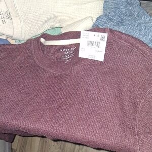 American Eagle Outfitters Men's Burgundy Crewneck Sweater